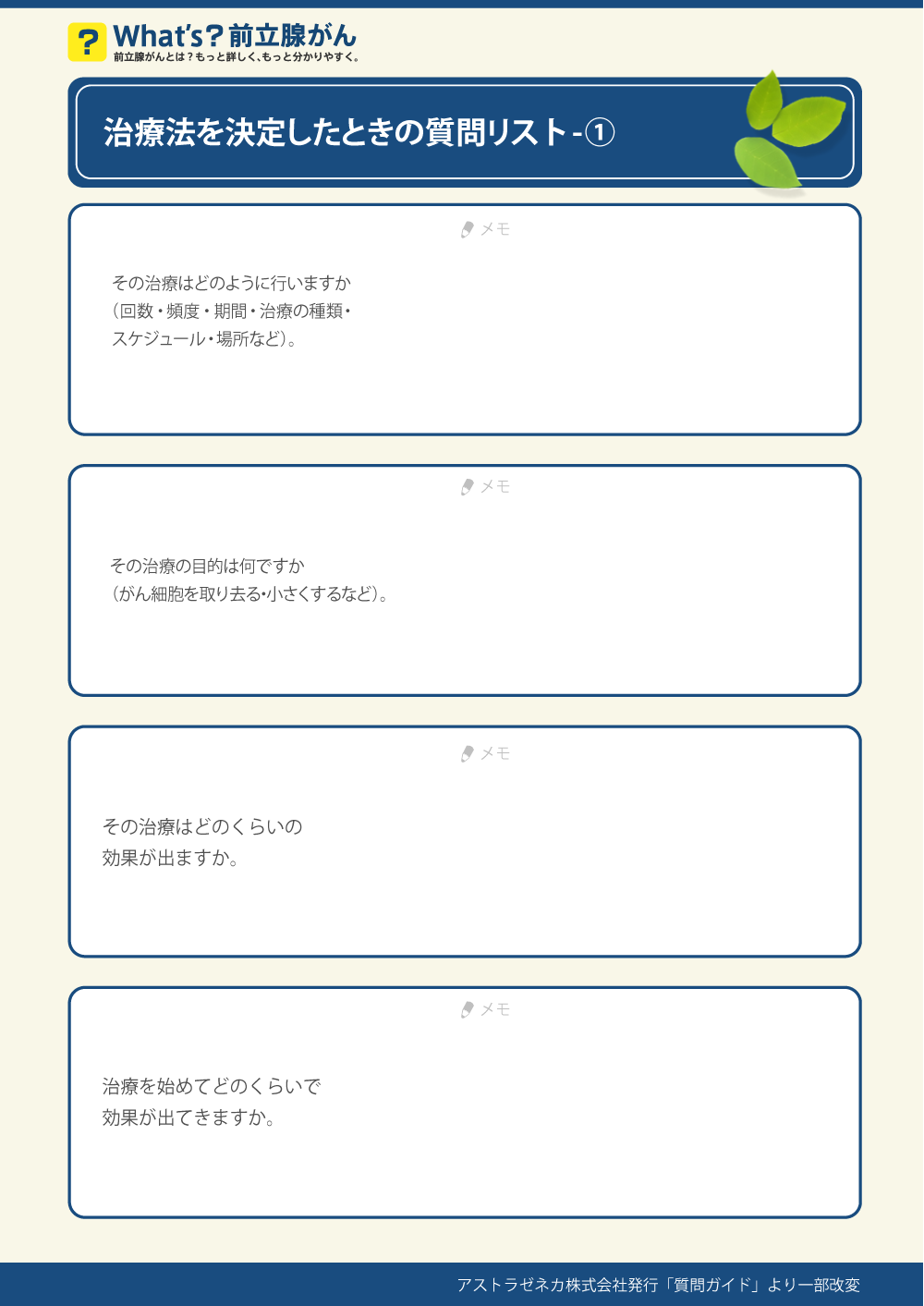 治療法を決定したときの質問リスト-1